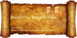 Balázs Boglárka névjegykártya